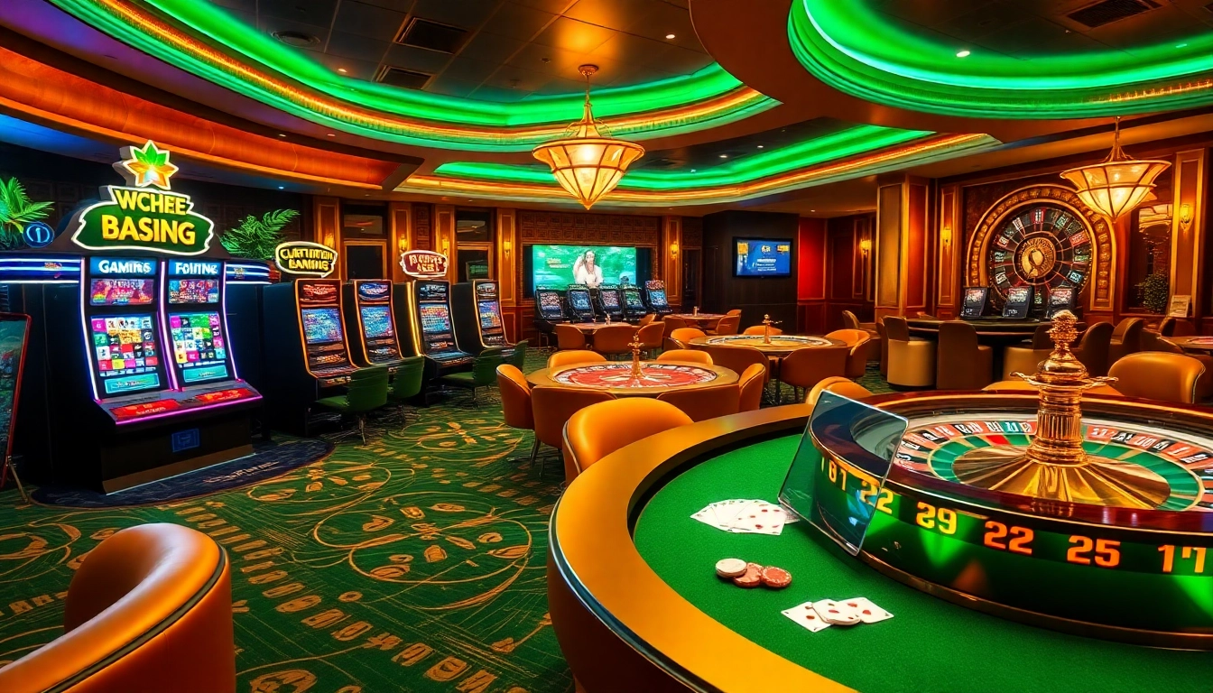 Vibrant online gambling scene featuring lodetructuyen gaming elements, poker chips, and bright casino interface.