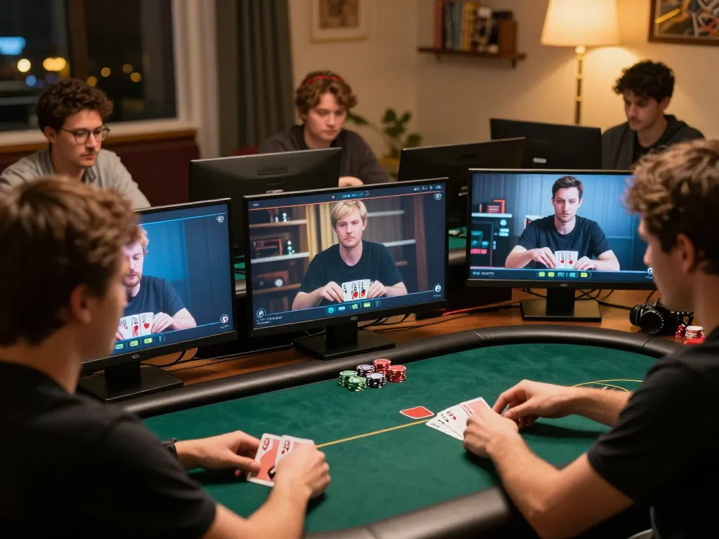 Online gambling session featuring xi88 players experiencing intense poker action while discussing strategy.