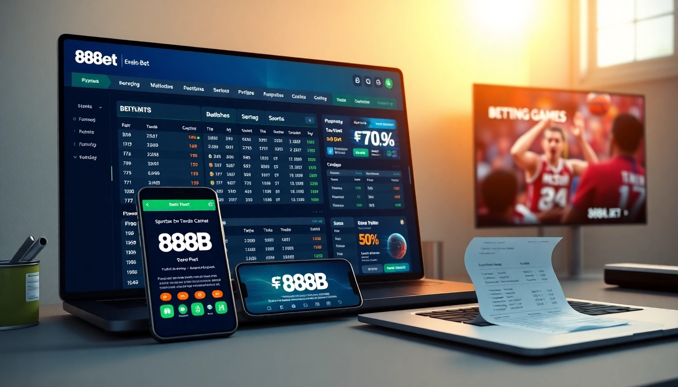 Online betting interface showcasing 888b.bet with sports odds and casino games.