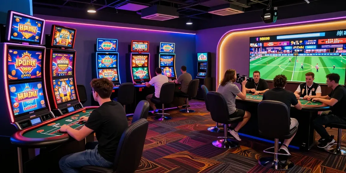 HELLO88 online gaming excitement with players at vibrant casino environment