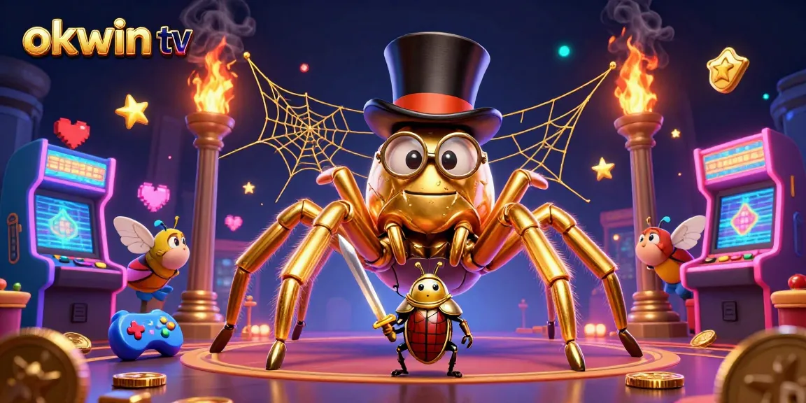 Join the excitement of okwin tv with a vibrant 3D casino scene featuring unique characters and colorful gaming elements.