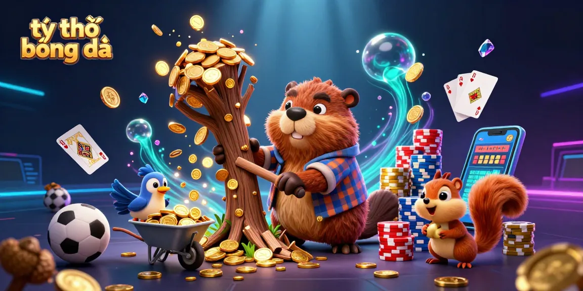 Experience the dynamic action of tỷ lệ bóng đá with golden coins, sports betting elements, and engaging characters.