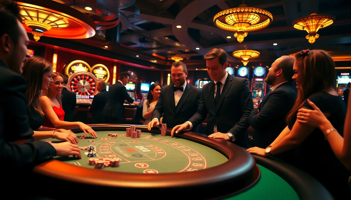 Exciting hit club poker action at a vibrant casino table with high-quality chips.