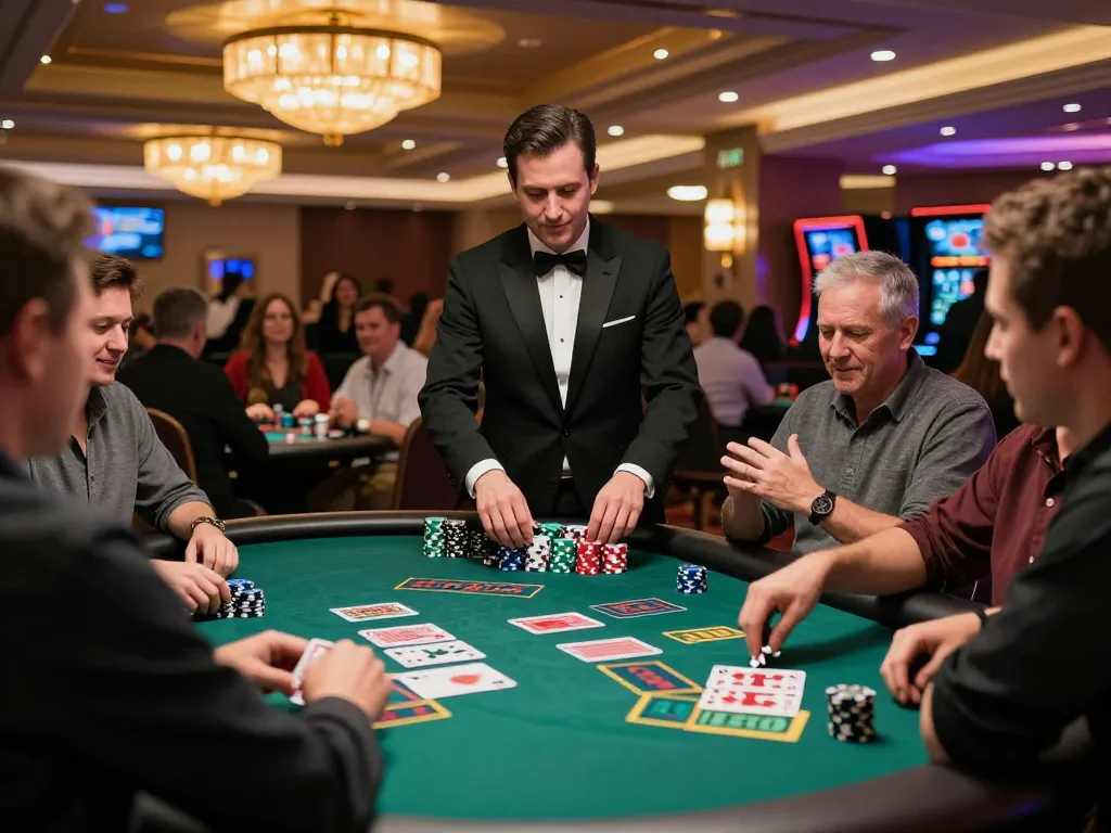 TG88 engaging blackjack players strategizing their bets at a lively casino table