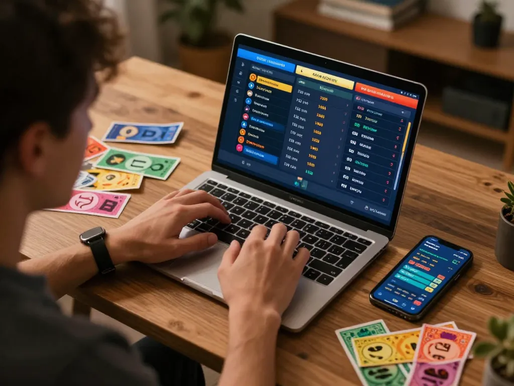 Person engaging with the n88 sports betting platform, evaluating live odds and making strategic bets at home.