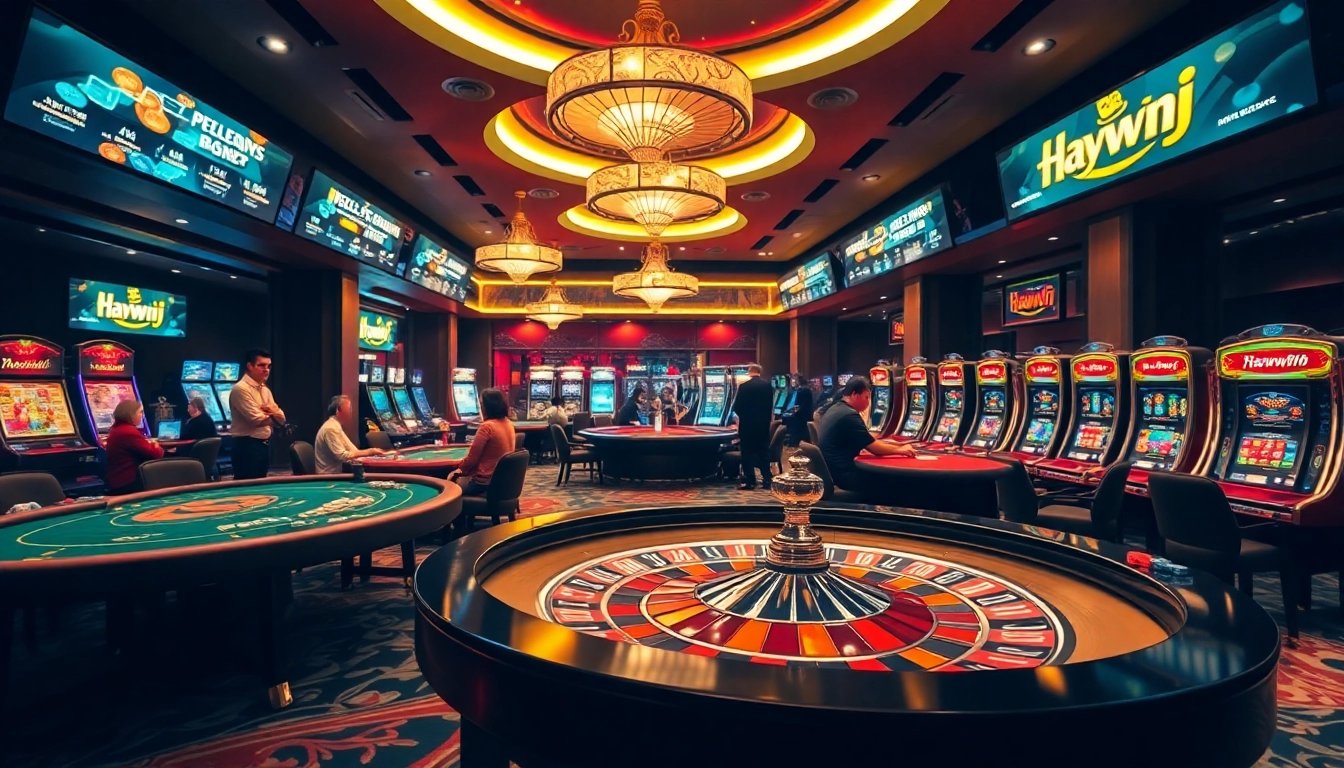 Experience thrilling gambling action at Haywin's luxurious casino with dynamic gaming tables and vibrant jackpots.