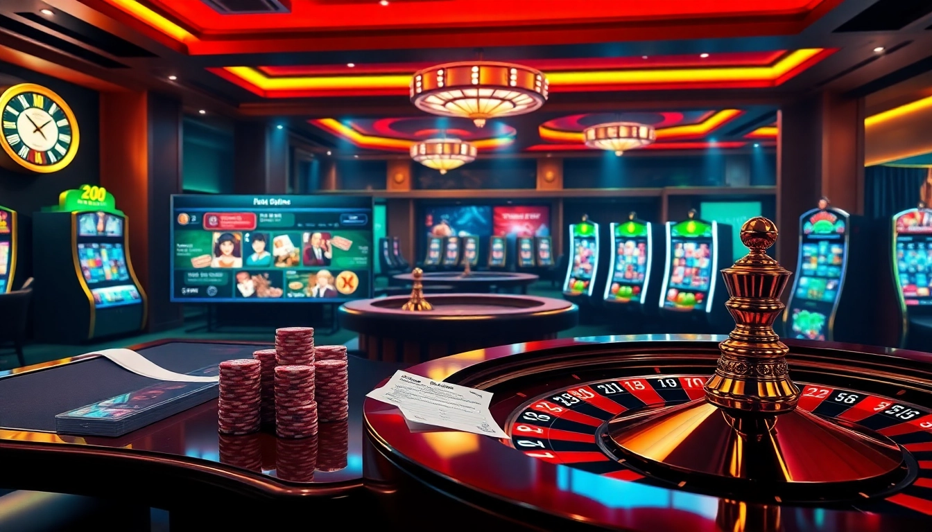 Experience thrilling online gambling with engaging visuals at https://hello88app.com/ featuring casino tables and slot machines.