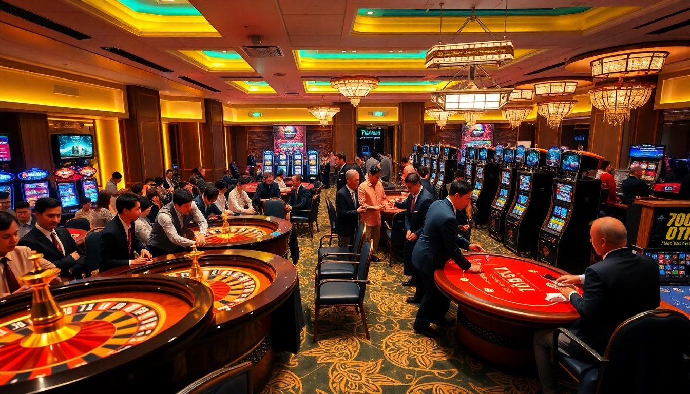 Players enjoying a thrilling gambling experience at https://xx88.moe/ with vibrant casino elements.