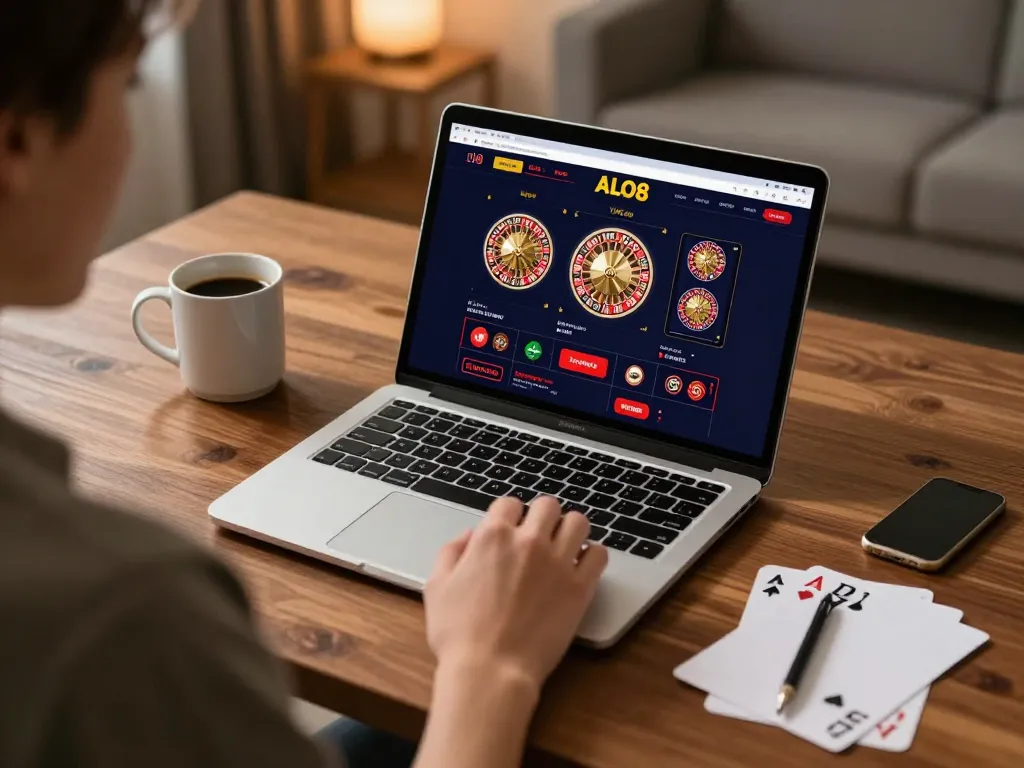 Engaging online player navigating ALO8's platform for strategic betting.