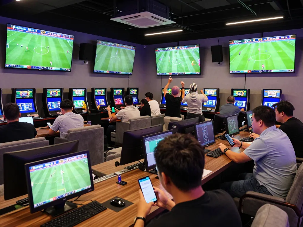 Fans watching live sports while placing bets on the tylekeonhacai88 platform