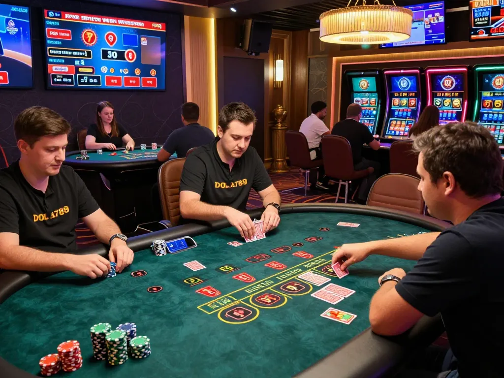 DOLA789 live dealer game with players engaged in gameplay at a digital casino.