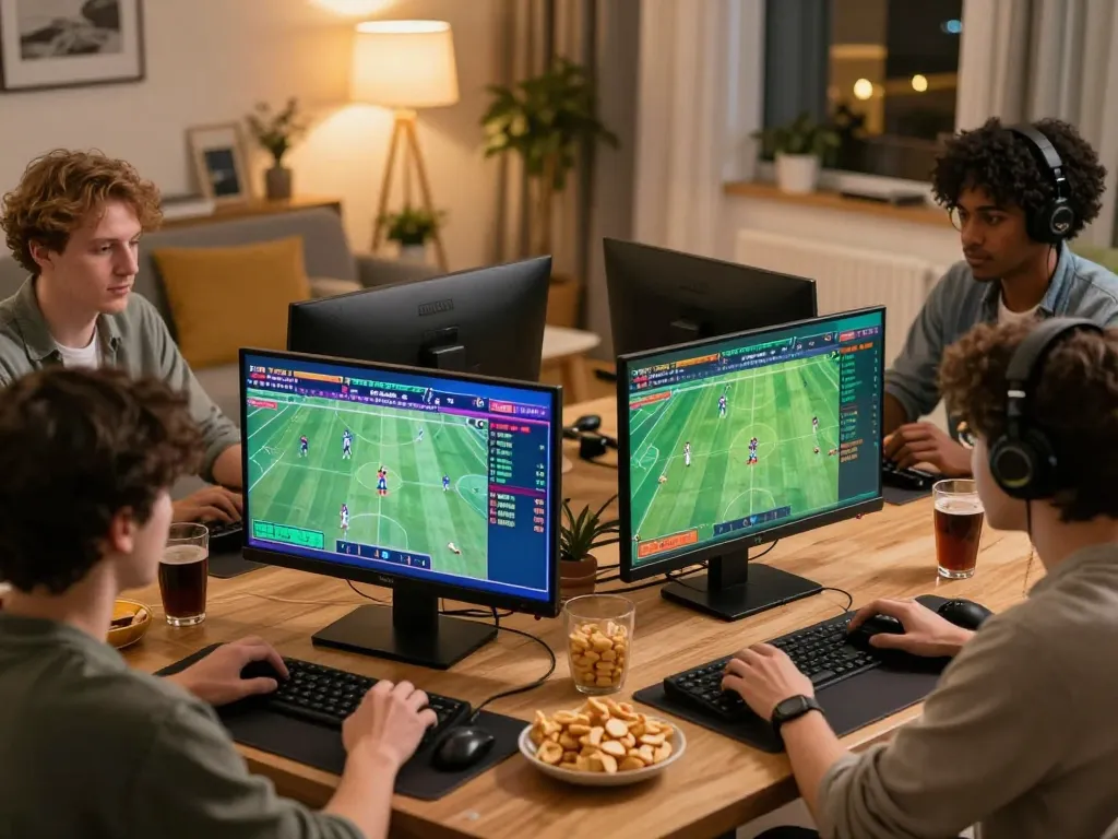Engaged players using https://n188.build/ for live sports betting from a cozy home setup.