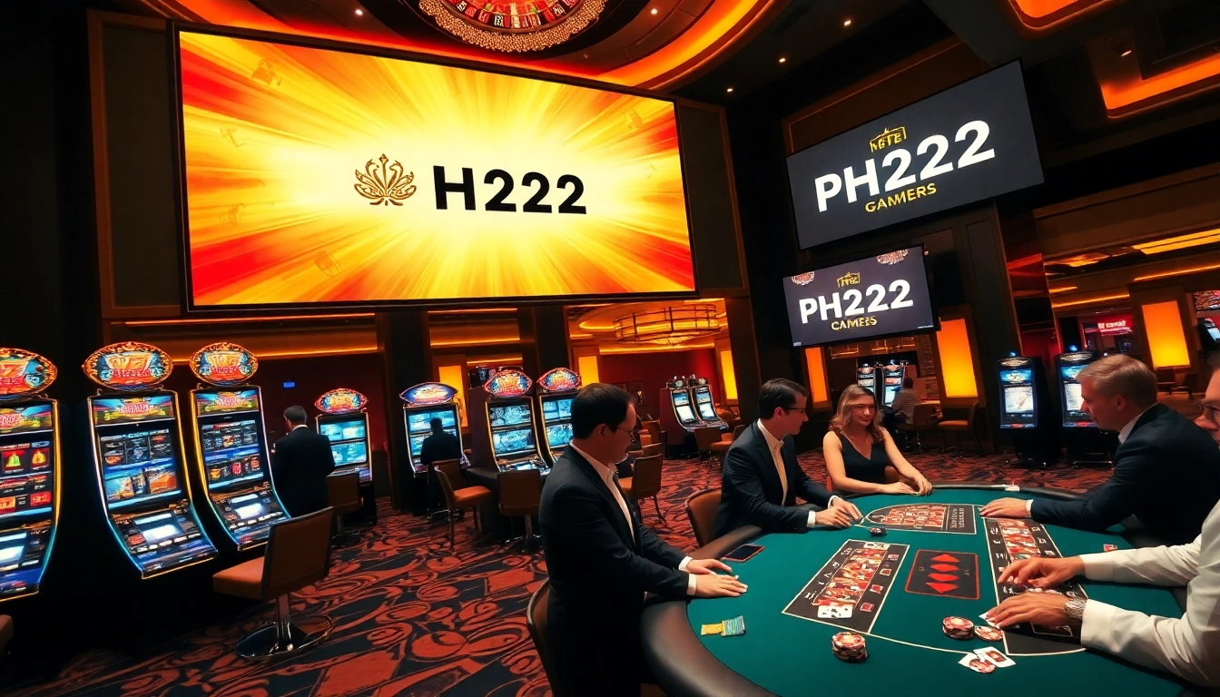Experience thrilling gameplay at PH222's glamorous casino with vibrant slot machines and excited players.