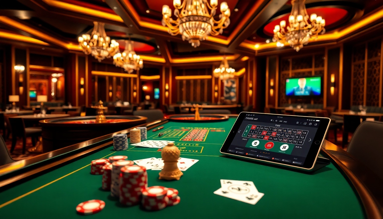 Experience winning moments at the 77ball net gaming table with poker chips and cards.
