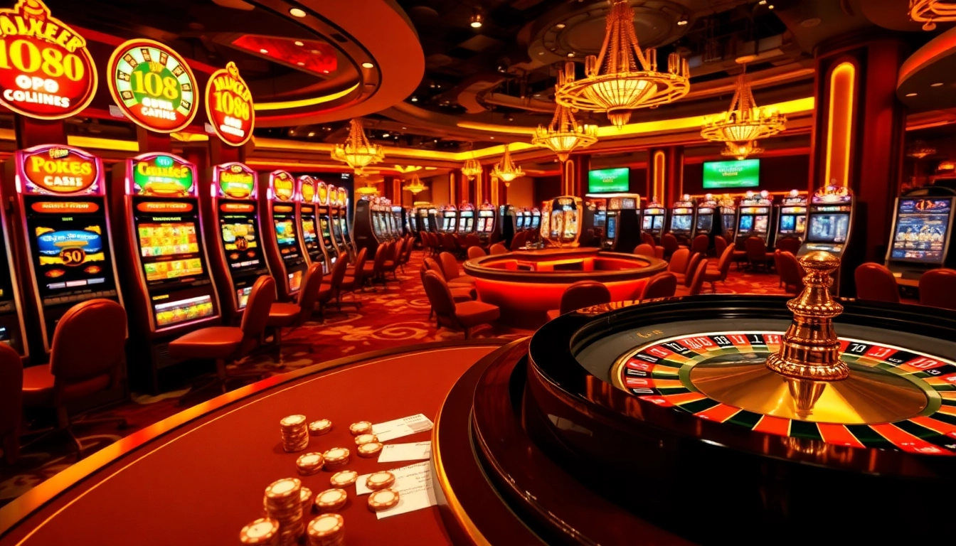 Experience thrilling action at iq88 casino with vibrant slot machines and poker tables.