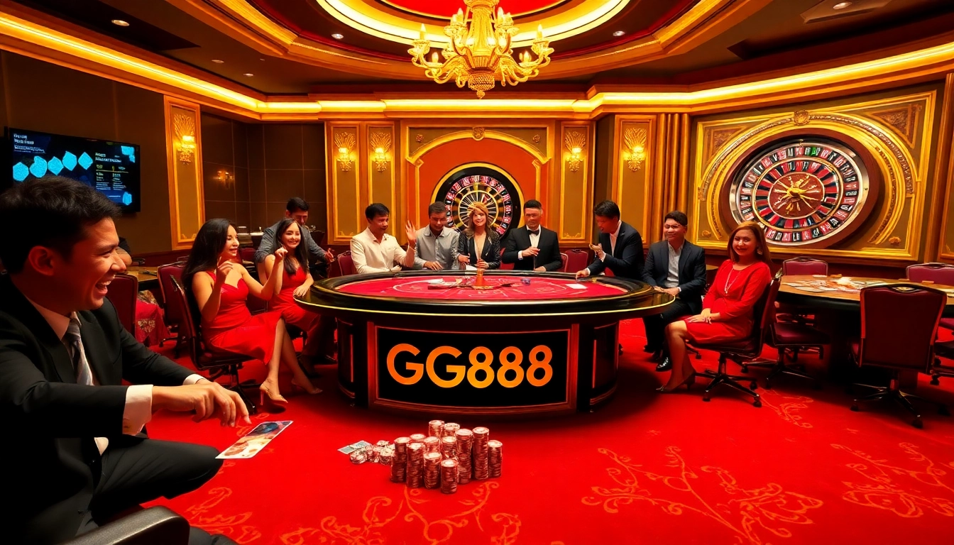 Experience high-stakes gaming excitement at GG88 with vibrant poker chips and a luxurious atmosphere.
