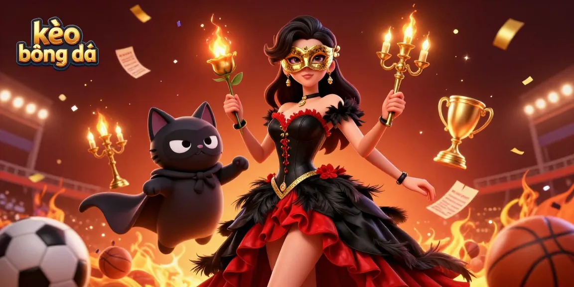 Engage with kèo bóng đá's vibrant sports betting scene featuring dynamic characters and betting elements.