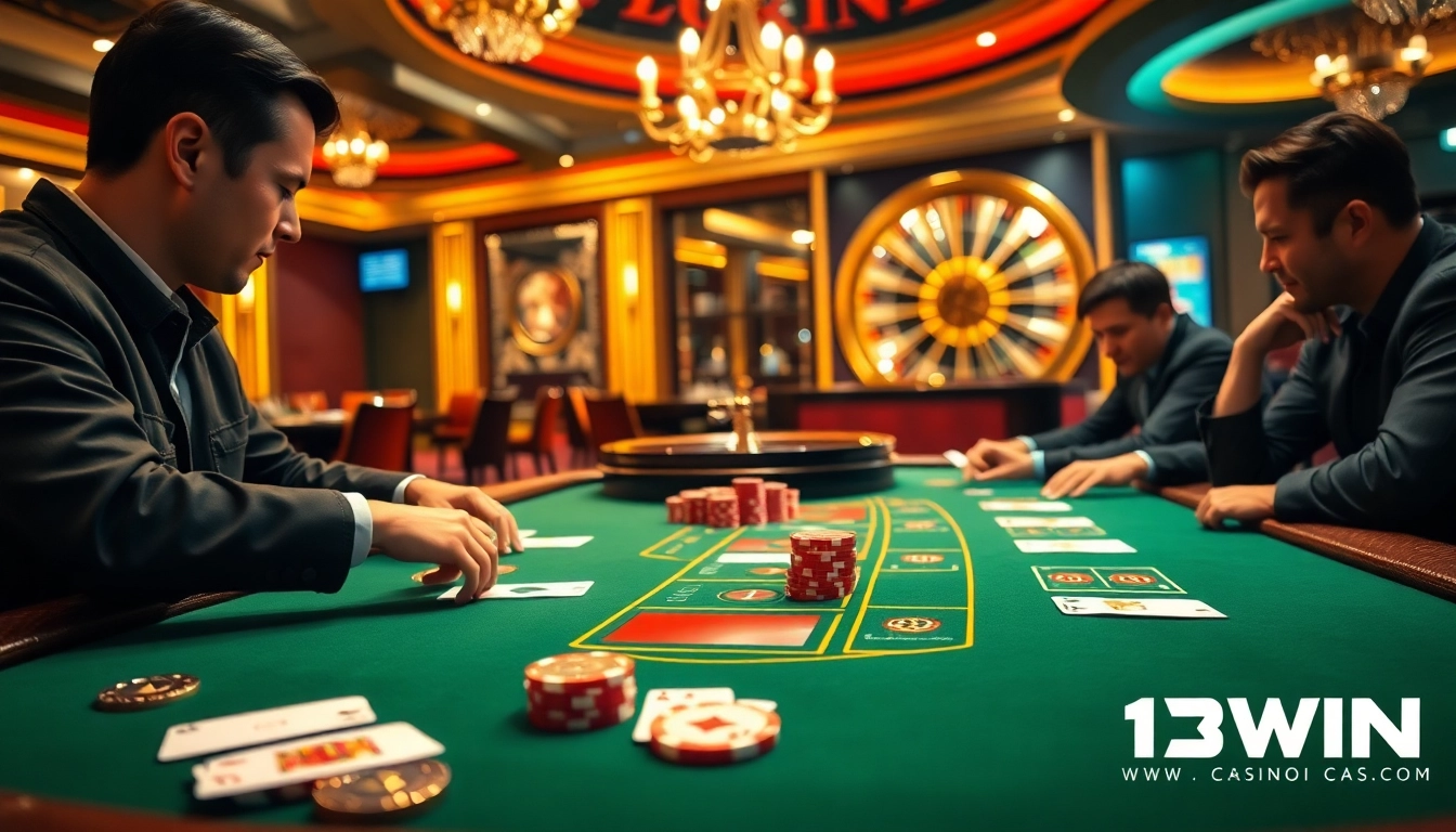 Experience the thrill of 13WIN with exciting casino gameplay and vibrant poker chips.