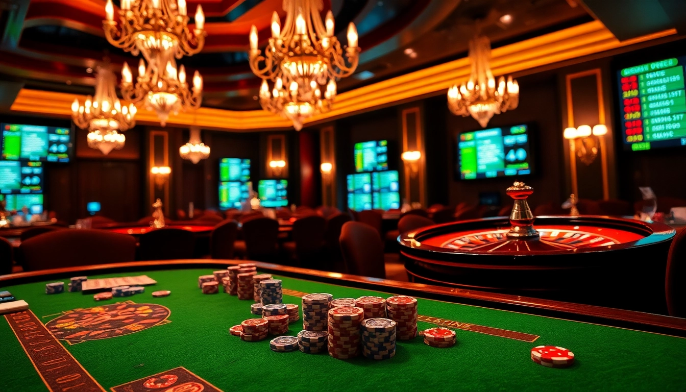 Exciting gambling scene with newphim influences, showcasing roulette and dice action.
