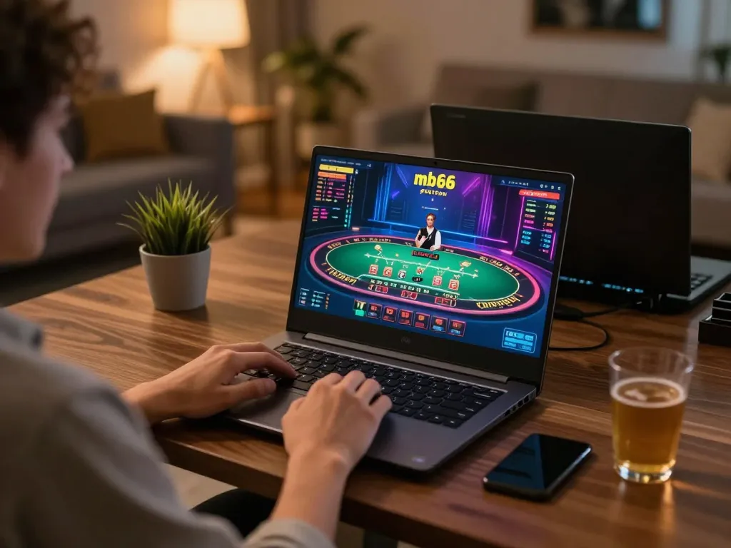 Engaging gameplay on mb66 online casino platform with a live dealer in a cozy home setup