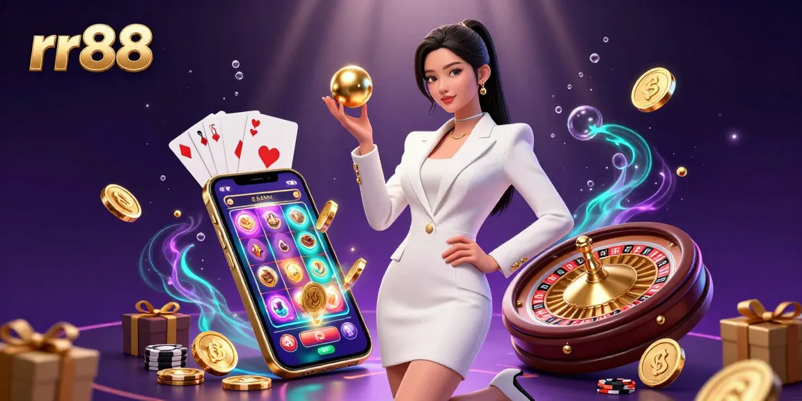Experience rr88's vibrant casino scene with roulette and slot games in action.
