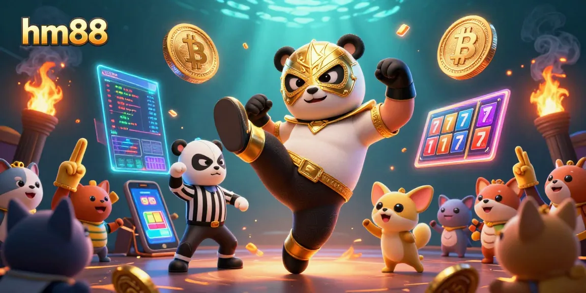 Experience thrilling moments at hm88 online casino with vibrant 3D illustration of action-packed gambling scenes.