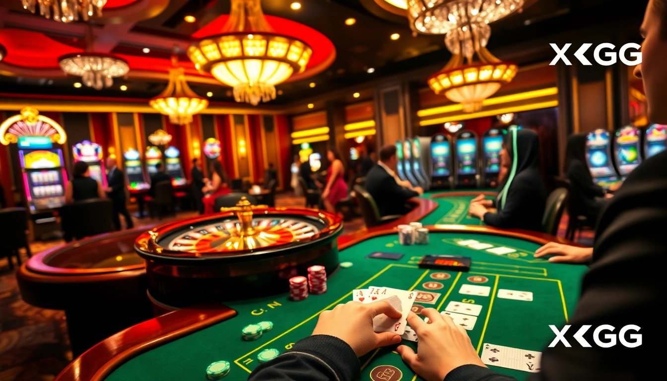 Experience the thrill of gaming at XXGG with lively casino action featuring poker chips and roulette.
