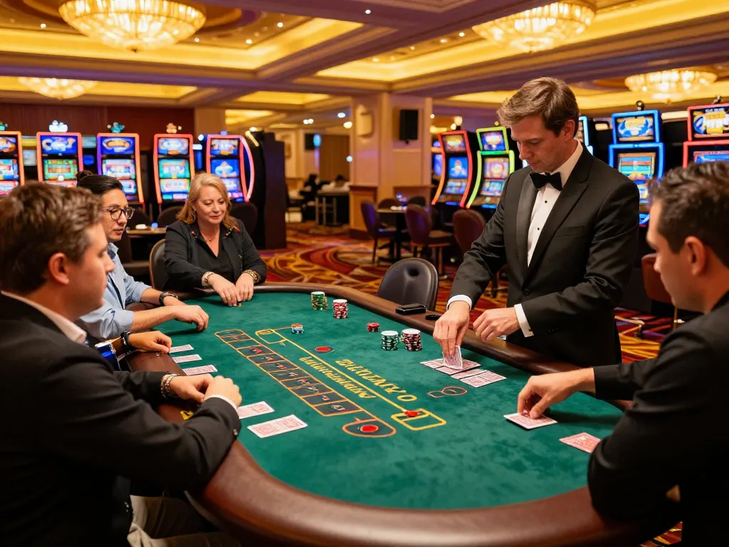 Experience the excitement of debet while placing bets at a vibrant blackjack table in a luxury Vegas casino