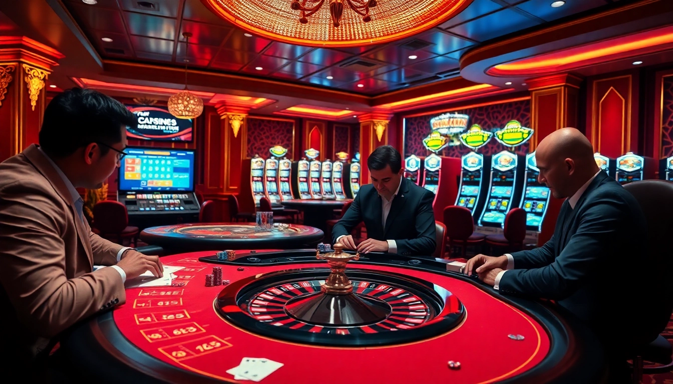 Experience high-stakes gameplay at https://jun88.now/ with vibrant casino tables and professional gamblers.
