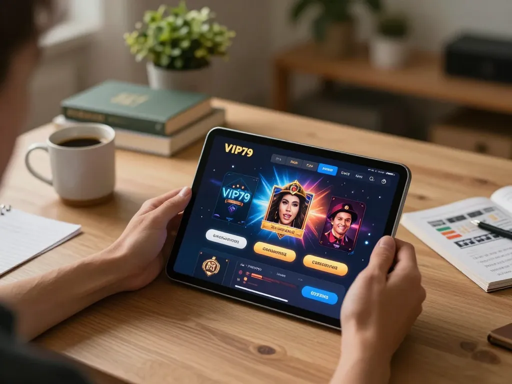 Player engaging with the vip79 app for a seamless online gaming experience at home.