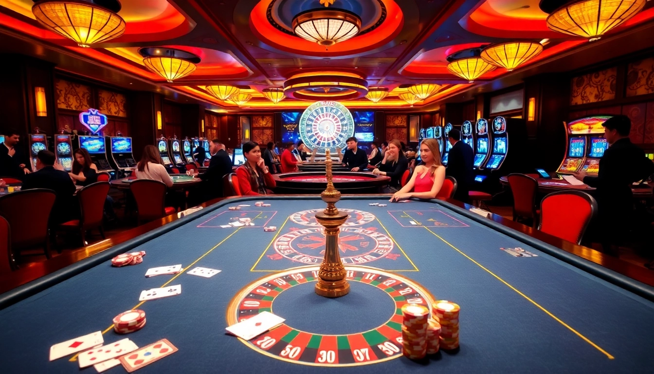 Players enjoying a dynamic casino experience at rr88 with vibrant tables and exciting games.