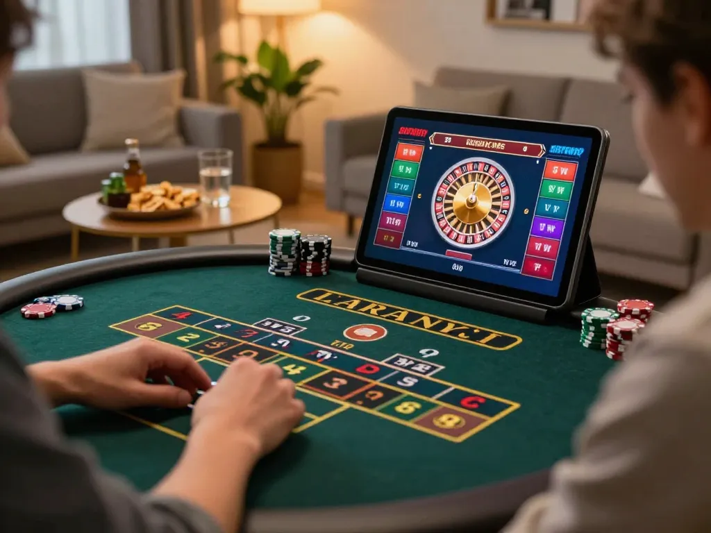MM88 player placing bets during live dealer game on tablet at home.