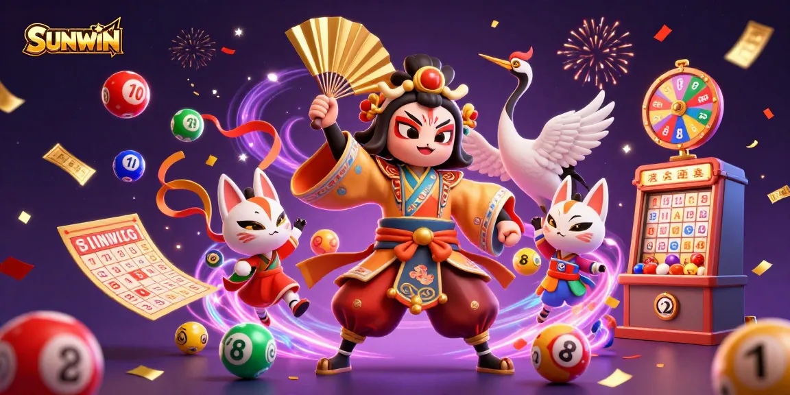 SUNWIN captures the excitement of online gaming with vibrant symbols and characters at a lively casino