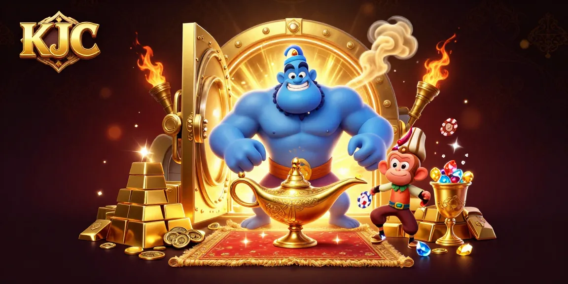 Experience thrilling action with KJC in this vibrant 3D casino illustration featuring a magical scene.