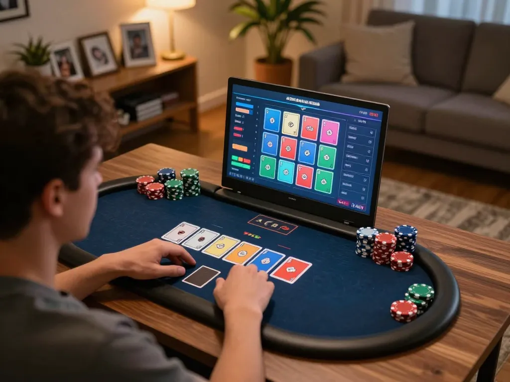 Engaging in strategic gameplay at PG88 while managing poker chips and virtual cards.
