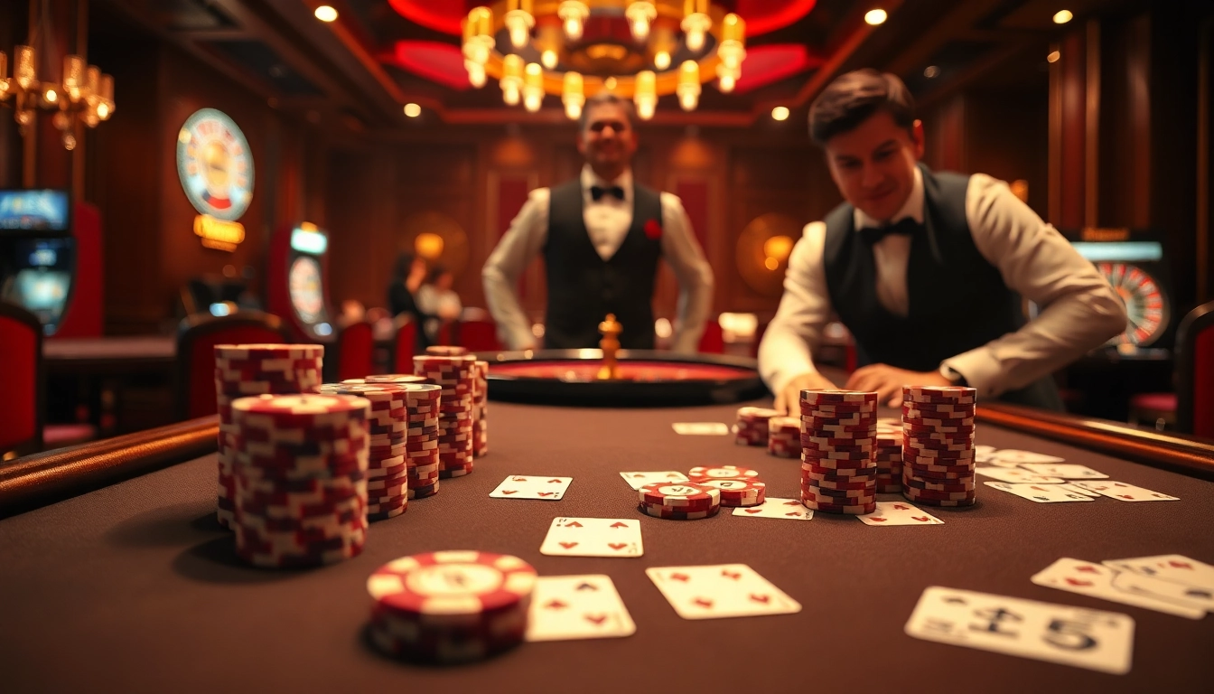 Play poker with HM88 chips and cards in an elegant casino atmosphere.