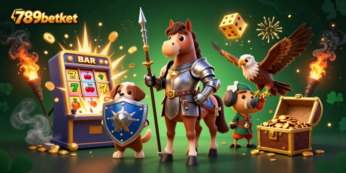 Play exciting games with 789betket at this vibrant online casino illustration featuring dynamic elements.