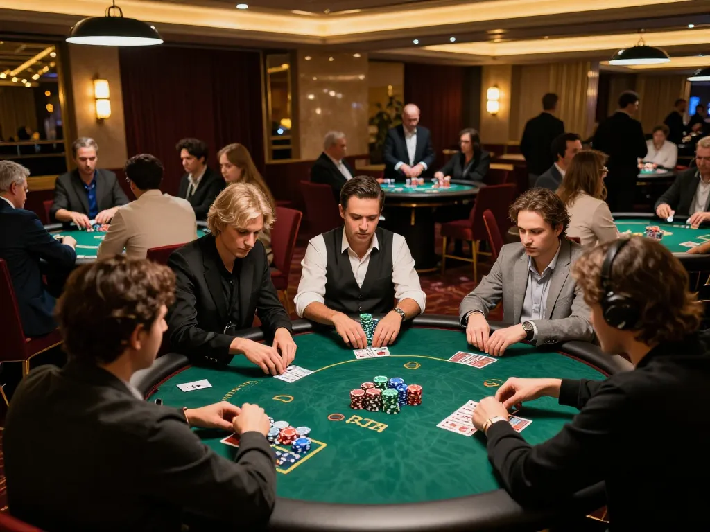 Players engaged in a thrilling poker game at ONE88 casino, showcasing strategic gameplay and vibrant atmosphere
