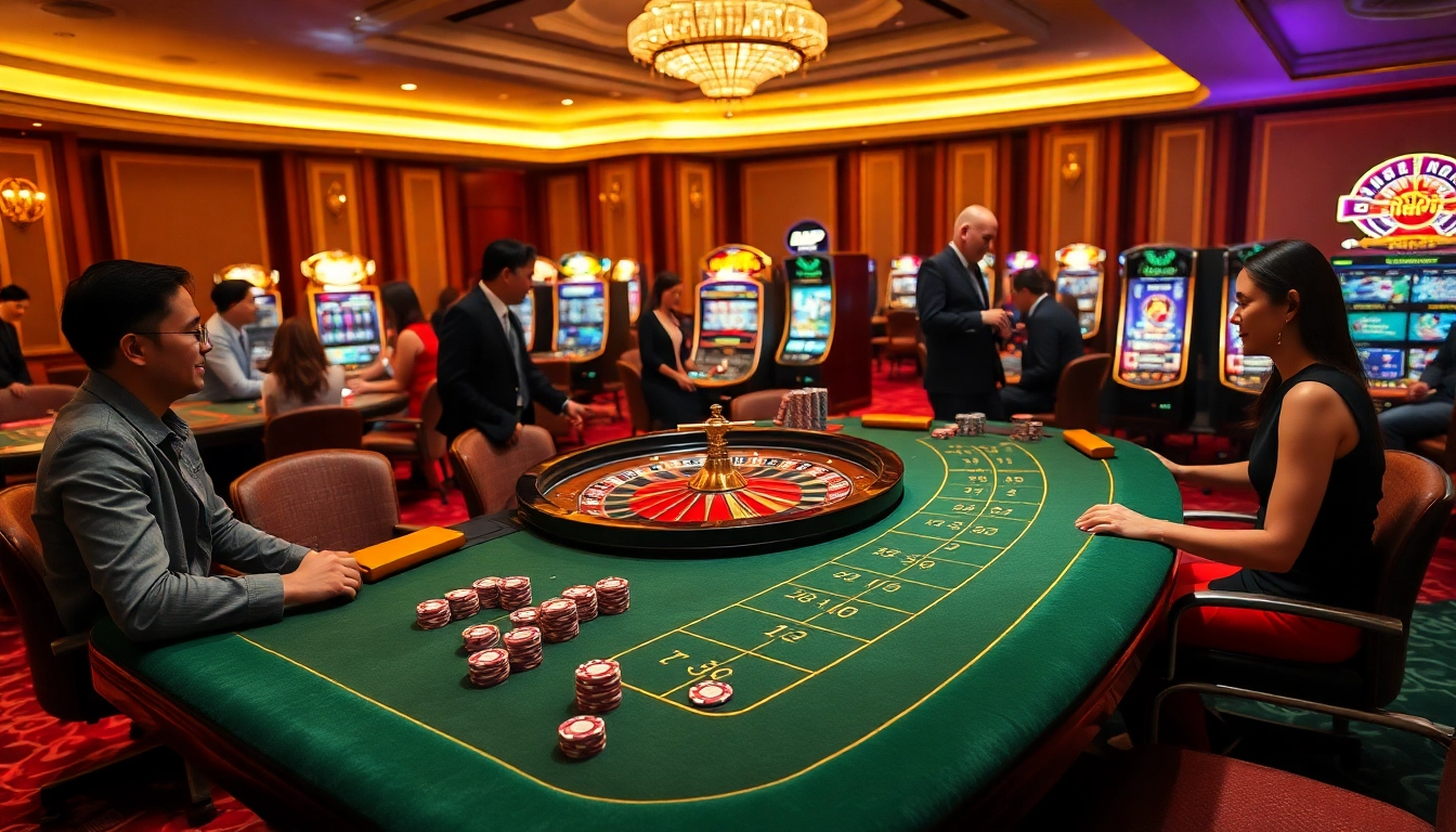 Experience the excitement at RR99's elegant casino with engaging games and lavish decor.