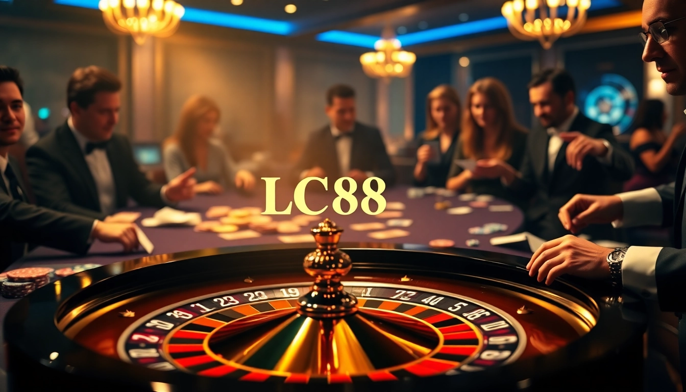 Experience thrilling gameplay at LC88 casino tables with vibrant charts and poker chips.