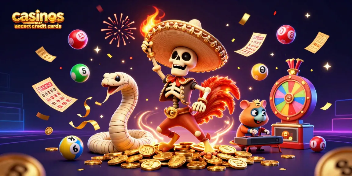 Experience vibrant gambling excitement with casinos that accept credit cards in this dynamic 3D illustration.