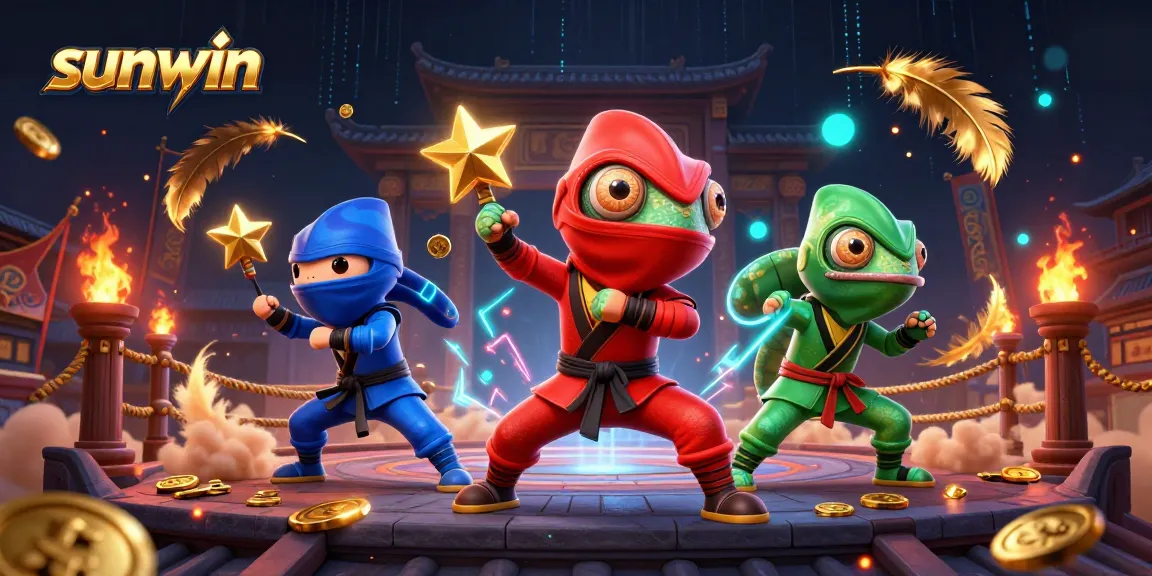 Engage in high-energy gaming with sunwin's vibrant arena featuring ninja chameleons in action.