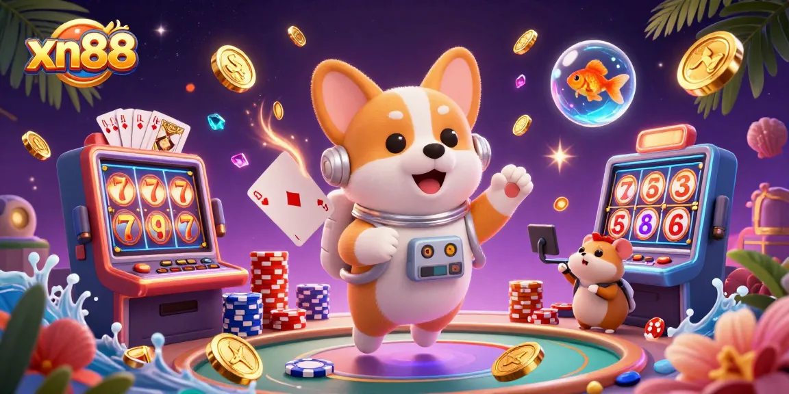 Experience the thrill of xn88 with a vibrant space casino scene featuring unique characters and exciting elements.