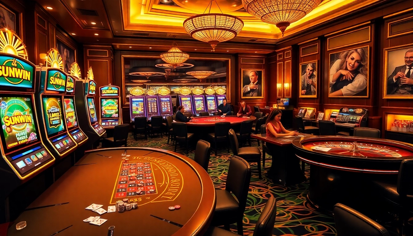 Experience excitement at Sunwin's thrilling casino games with vibrant slot machines and engaging tables.