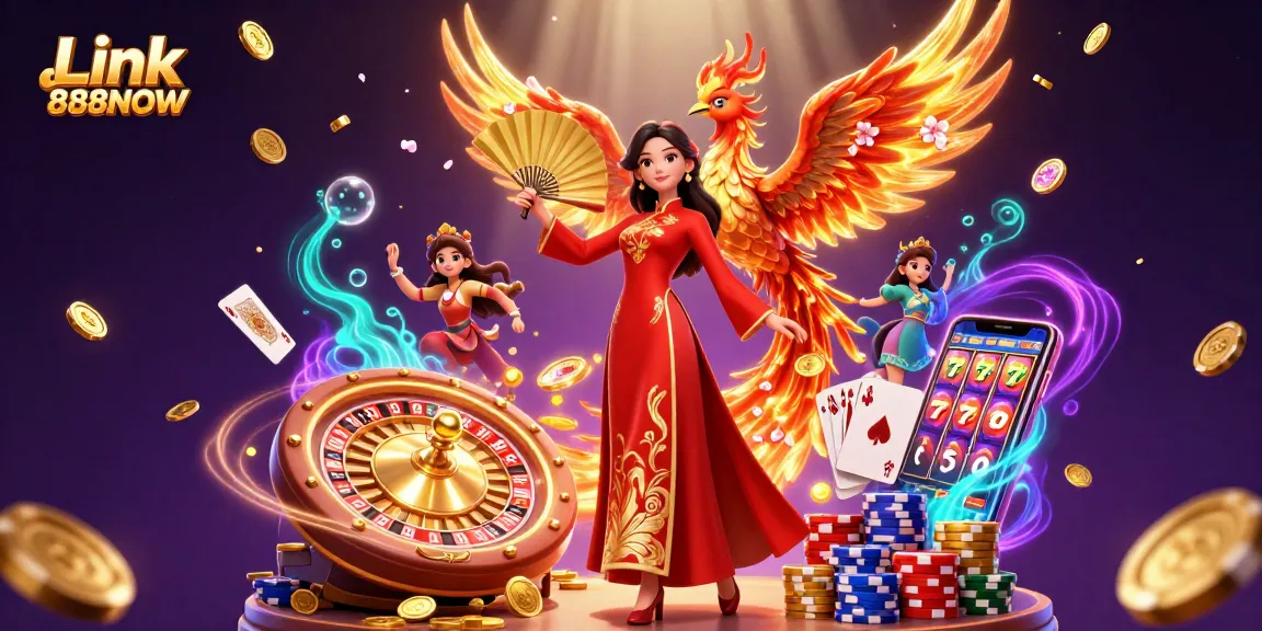 Experience the thrill of Link 888NOW with vibrant casino elements and action-packed visuals.