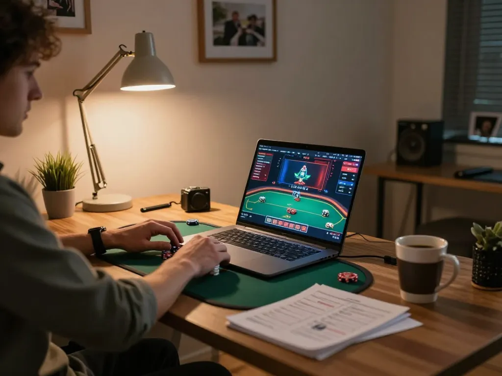Engaging poker gameplay on 789win platform, highlighting player’s strategy notes and online atmosphere.