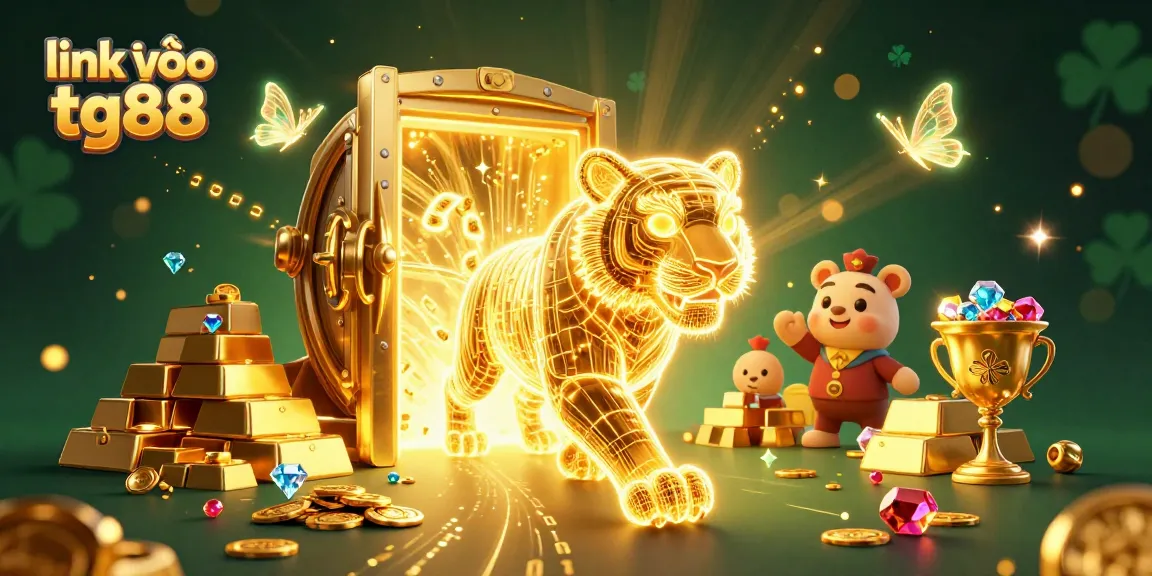 Engage with the exhilarating games at link vào tg88 featuring a neon-wireframe tiger in a vibrant casino scene.