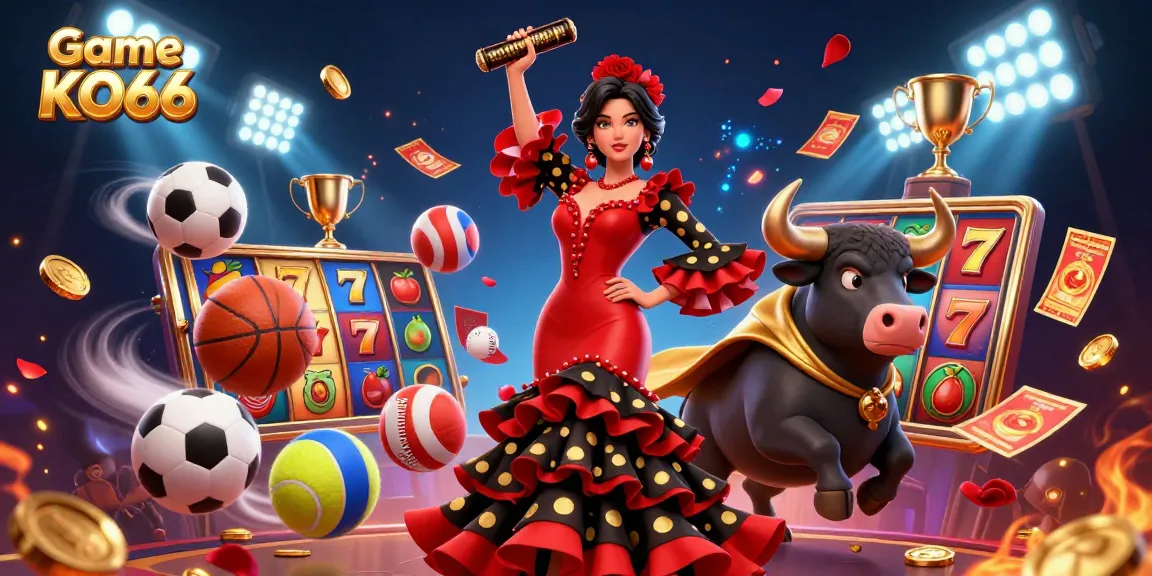 Engage with Game KO66’s thrilling experience featuring vibrant casino elements and a dynamic scene.