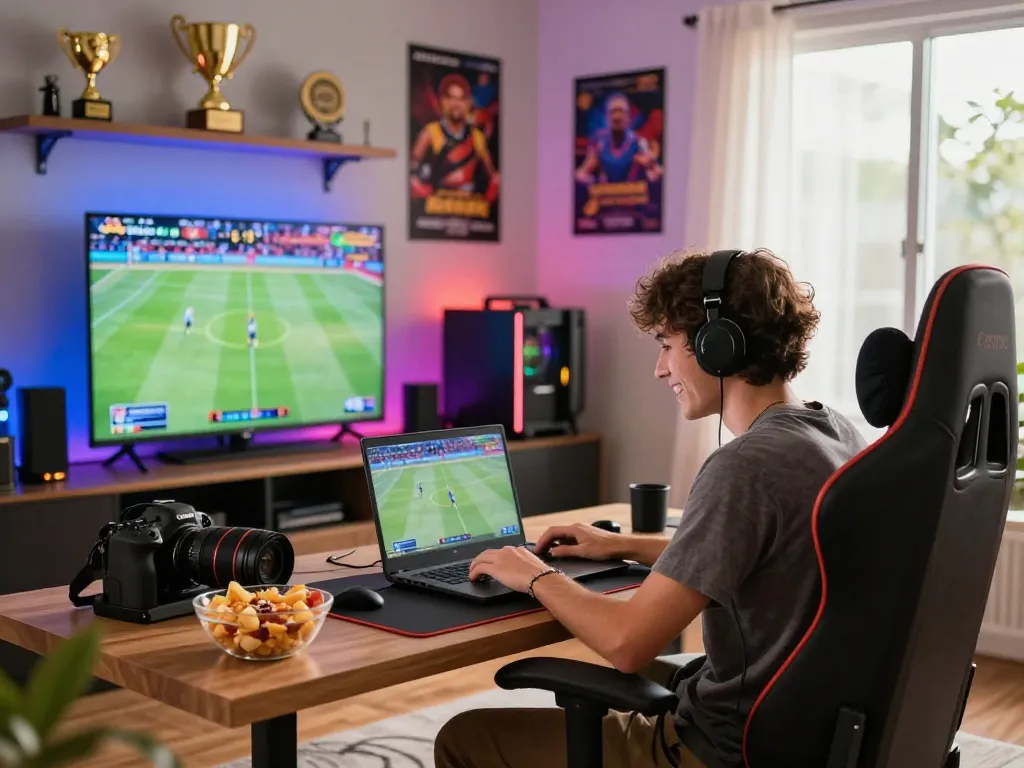 Exciting gaming at Luckywin with vibrant atmosphere and modern setup.