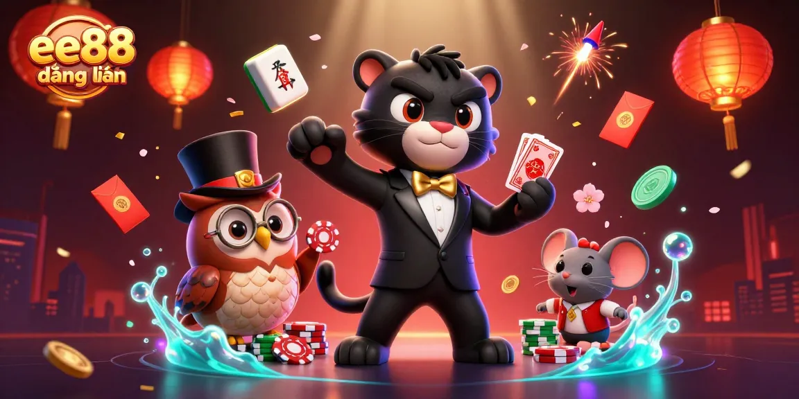 Play ee88 đăng nhập for an exciting casino experience with engaging characters and festive elements.
